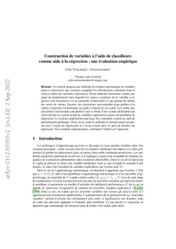 Construction de variables a láide de classifieurs comme aide a la
  regression