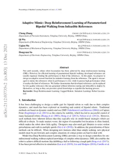 Adaptive Mimic: Deep Reinforcement Learning of Parameterized Bipedal
  Walking from Infeasible References