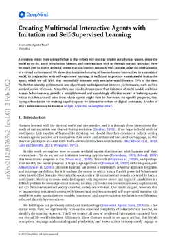 Creating Multimodal Interactive Agents with Imitation and
  Self-Supervised Learning