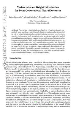 Variance-Aware Weight Initialization for Point Convolutional Neural
  Networks