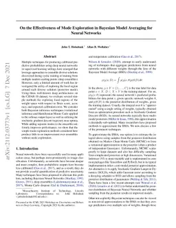 On the Effectiveness of Mode Exploration in Bayesian Model Averaging for
  Neural Networks