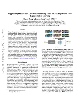 Suppressing Static Visual Cues via Normalizing Flows for Self-Supervised
  Video Representation Learning