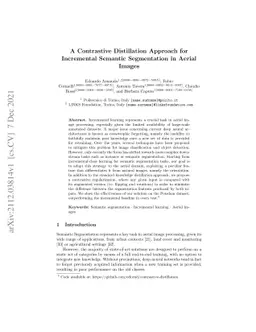 A Contrastive Distillation Approach for Incremental Semantic
  Segmentation in Aerial Images