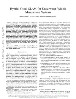 Hybrid Visual SLAM for Underwater Vehicle Manipulator Systems