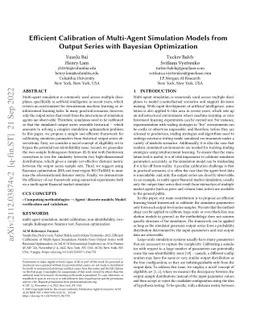 Efficient Calibration of Multi-Agent Simulation Models from Output
  Series with Bayesian Optimization