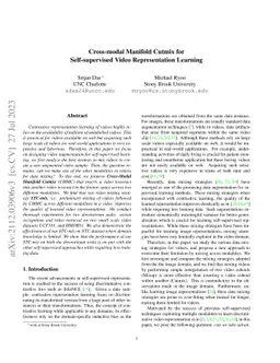 Cross-modal Manifold Cutmix for Self-supervised Video Representation
  Learning