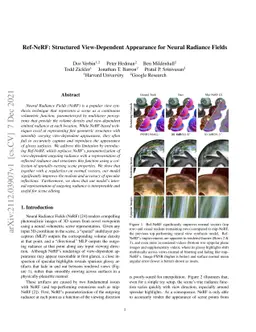 Ref-NeRF: Structured View-Dependent Appearance for Neural Radiance
  Fields