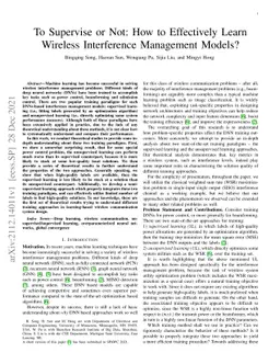 To Supervise or Not: How to Effectively Learn Wireless Interference
  Management Models?