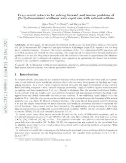 Deep neural networks for solving forward and inverse problems of
  (2+1)-dimensional nonlinear wave equations with rational solitons