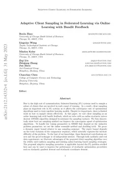 Adaptive Client Sampling in Federated Learning via Online Learning with Bandit Feedback