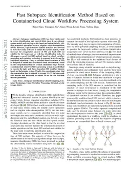 Fast Subspace Identification Method Based on Containerised Cloud
  Workflow Processing System
