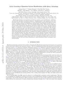 Active Learning of Quantum System Hamiltonians yields Query Advantage