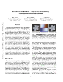 Video Reconstruction from a Single Motion Blurred Image using Learned
  Dynamic Phase Coding