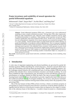 Frame invariance and scalability of neural operators for partial
  differential equations