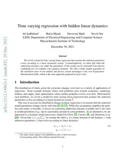 Time varying regression with hidden linear dynamics