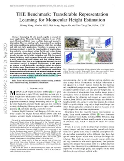 THE Benchmark: Transferable Representation Learning for Monocular Height
  Estimation
