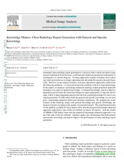 Knowledge Matters: Radiology Report Generation with General and Specific
  Knowledge