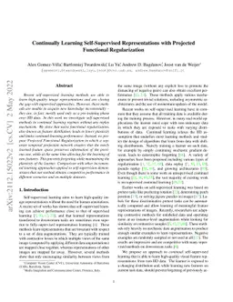 Continually Learning Self-Supervised Representations with Projected
  Functional Regularization