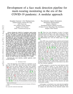 Development of a face mask detection pipeline for mask-wearing
  monitoring in the era of the COVID-19 pandemic: A modular approach