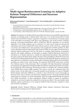 Multi-Agent Reinforcement Learning via Adaptive Kalman Temporal
  Difference and Successor Representation