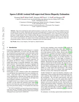Sparse LiDAR Assisted Self-supervised Stereo Disparity Estimation