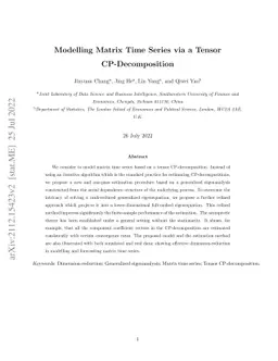 Modelling matrix time series via a tensor CP-decomposition