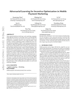 Adversarial Learning for Incentive Optimization in Mobile Payment
  Marketing