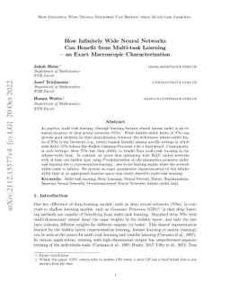 How Infinitely Wide Neural Networks Can Benefit from Multi-task Learning
  -- an Exact Macroscopic Characterization