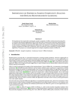 Importance of Empirical Sample Complexity Analysis for Offline
  Reinforcement Learning