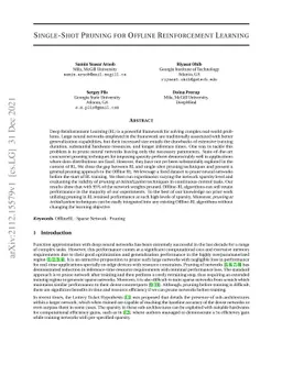 Single-Shot Pruning for Offline Reinforcement Learning