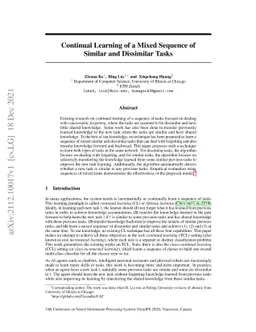 Continual Learning of a Mixed Sequence of Similar and Dissimilar Tasks