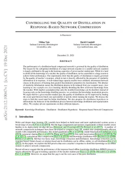 Controlling the Quality of Distillation in Response-Based Network
  Compression