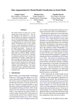 Data Augmentation for Mental Health Classification on Social Media