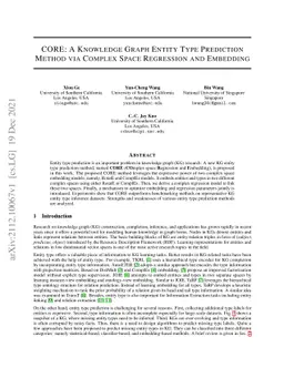 CORE: A Knowledge Graph Entity Type Prediction Method via Complex Space
  Regression and Embedding