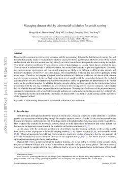 Managing dataset shift by adversarial validation for credit scoring