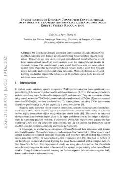 Investigation of Densely Connected Convolutional Networks with Domain
  Adversarial Learning for Noise Robust Speech Recognition