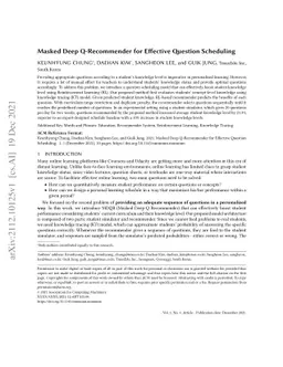 Masked Deep Q-Recommender for Effective Question Scheduling