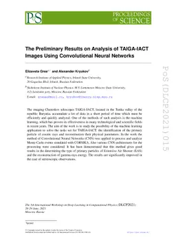 The Preliminary Results on Analysis of TAIGA-IACT Images Using
  Convolutional Neural Networks