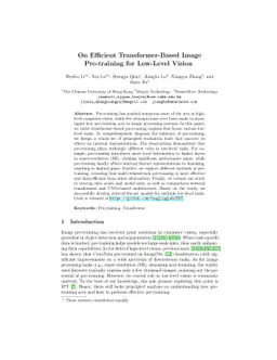 On Efficient Transformer-Based Image Pre-training for Low-Level Vision