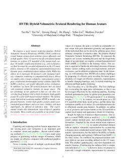 HVTR: Hybrid Volumetric-Textural Rendering for Human Avatars