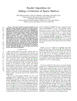 Parallel Algorithms for Adding a Collection of Sparse Matrices