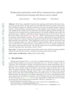 Exploration-exploitation trade-off for continuous-time episodic
  reinforcement learning with linear-convex models