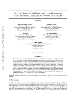 Driver Drowsiness Detection Using Ensemble Convolutional Neural Networks
  on YawDD