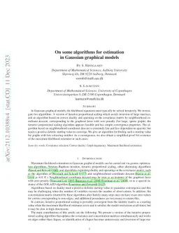 On some algorithms for estimation in Gaussian graphical models