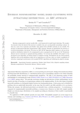 Bayesian nonparametric model based clustering with intractable
  distributions: an ABC approach