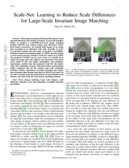 Scale-Net: Learning to Reduce Scale Differences for Large-Scale
  Invariant Image Matching
