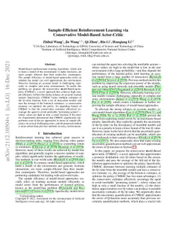 Sample-Efficient Reinforcement Learning via Conservative Model-Based
  Actor-Critic