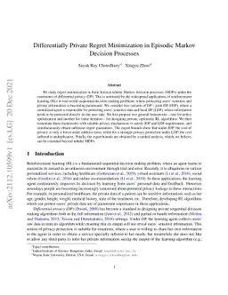Differentially Private Regret Minimization in Episodic Markov Decision
  Processes