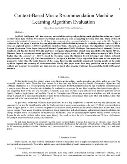 Context-Based Music Recommendation Algorithm Evaluation