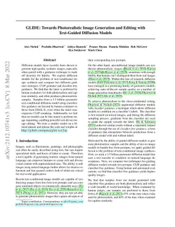 GLIDE: Towards Photorealistic Image Generation and Editing with
  Text-Guided Diffusion Models